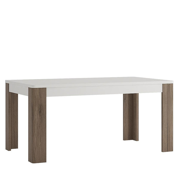 FTG Dining Table Toronto - 160cm Dining Table - White with San Remo Oak inset Bed Kings