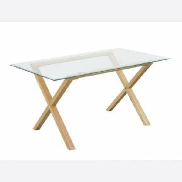 LPD Dining Table Cadiz Dining Table Oak with Glass Top Bed Kings
