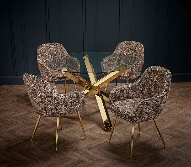 LPD Dining Table Capri Dining Table Glass Top With Gold Legs Bed Kings