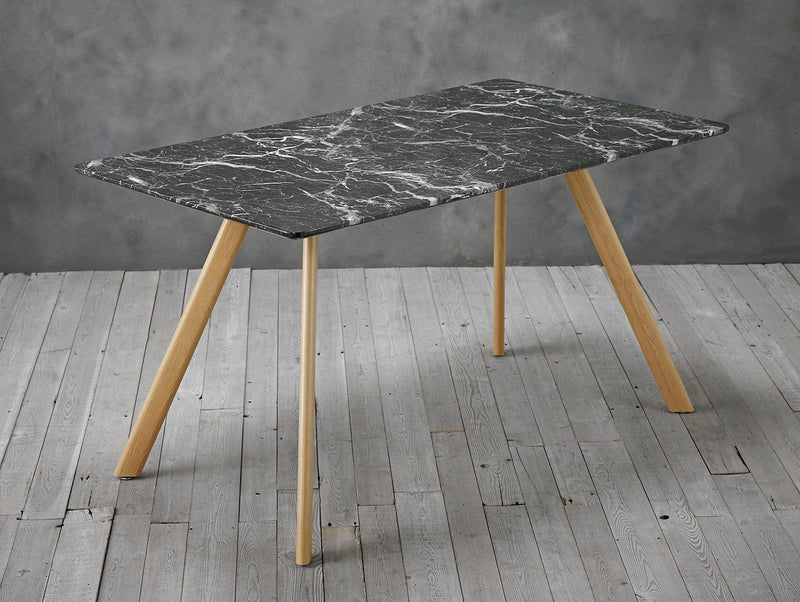 LPD Dining Table Venice Black Dining Table Marble Effect Bed Kings