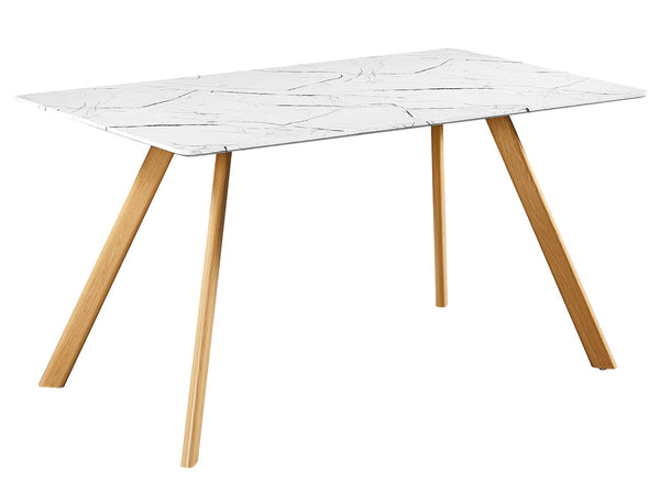 LPD Dining Table Venice White Dining Table Marble Effect Bed Kings