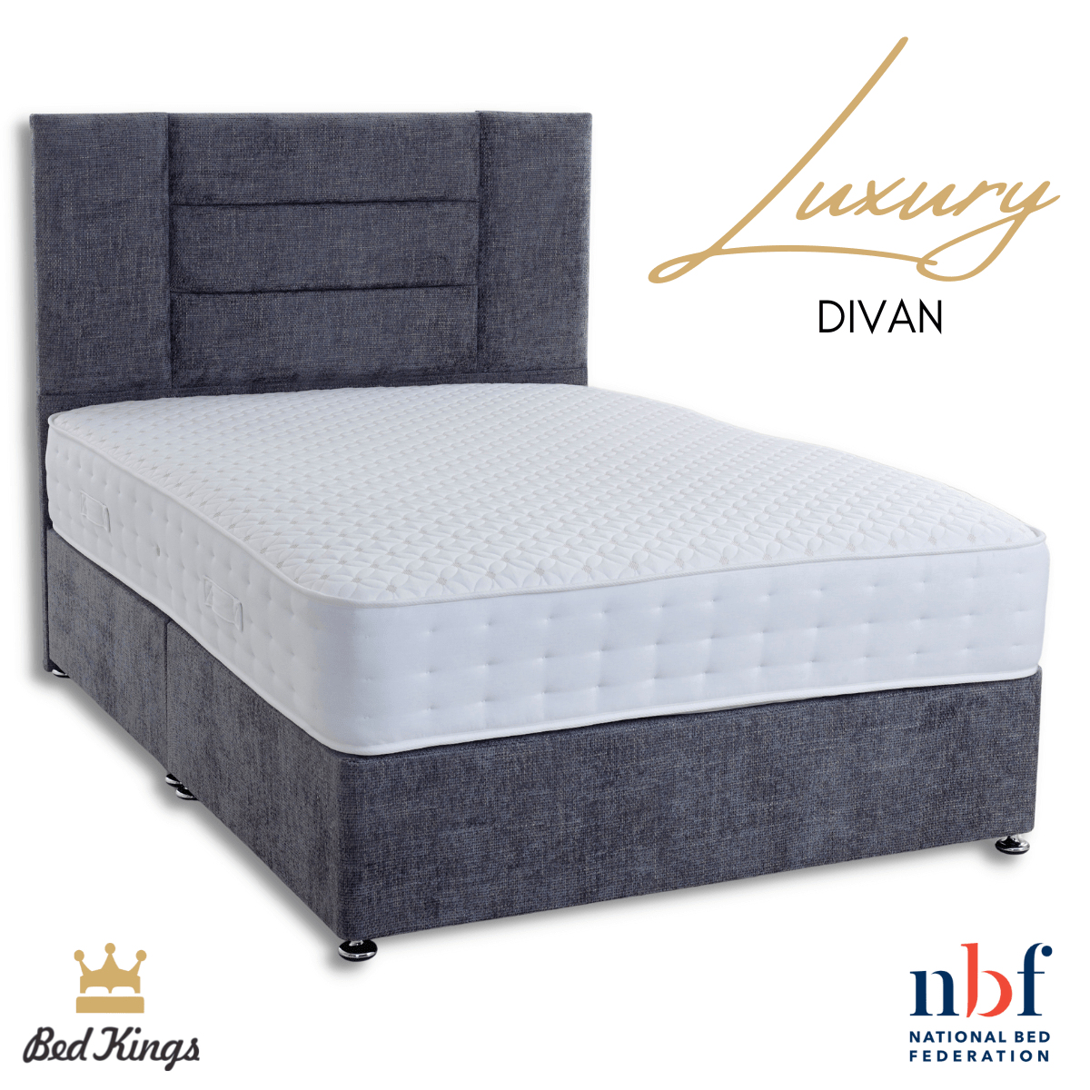 Bed Kings Fabric Bed Luxury Divan Base Bed Kings