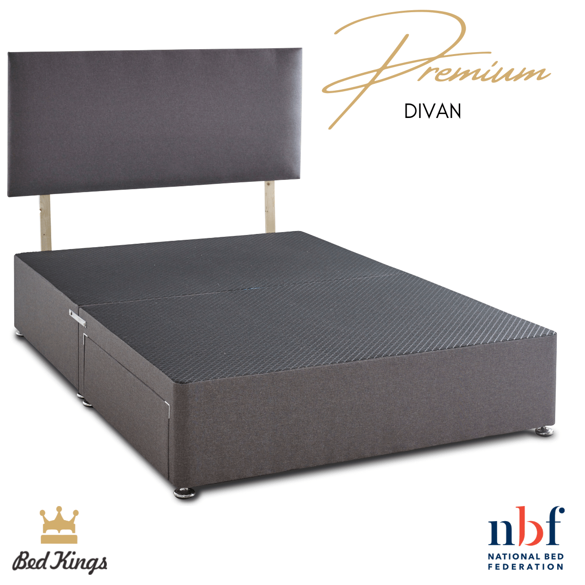 Bed Kings Fabric Bed Premium Divan Base Bed Kings