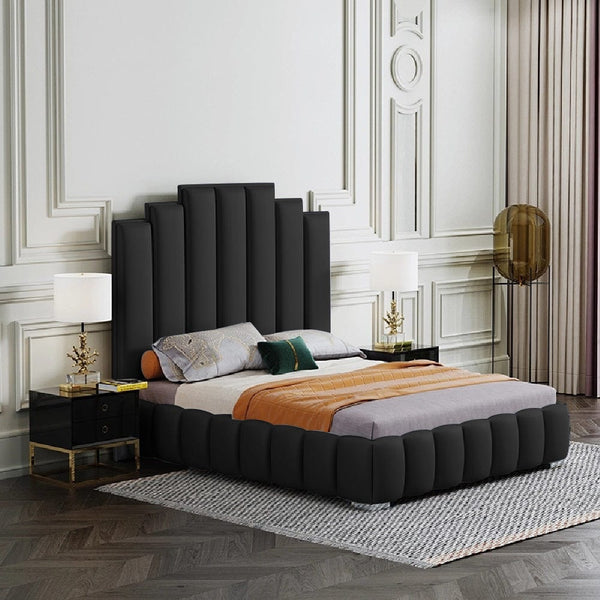Envisage Fabric Bed Single 90cm 3ft / Black Leisa Bed Frame Soft Plush Velvet - Choice Of Colours Bed Kings