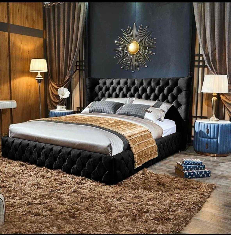 Envisage Fabric Bed Single 90cm 3ft / Black Royale Bed Frame Soft Plush Velvet - Choice Of Colours Bed Kings