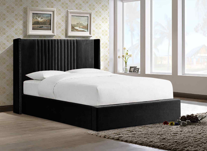 Envisage Fabric Bed Single 90cm 3ft / Black Timeo Bed Frame Soft Plush Velvet - Choice Of Colours - Envisage Bed Kings