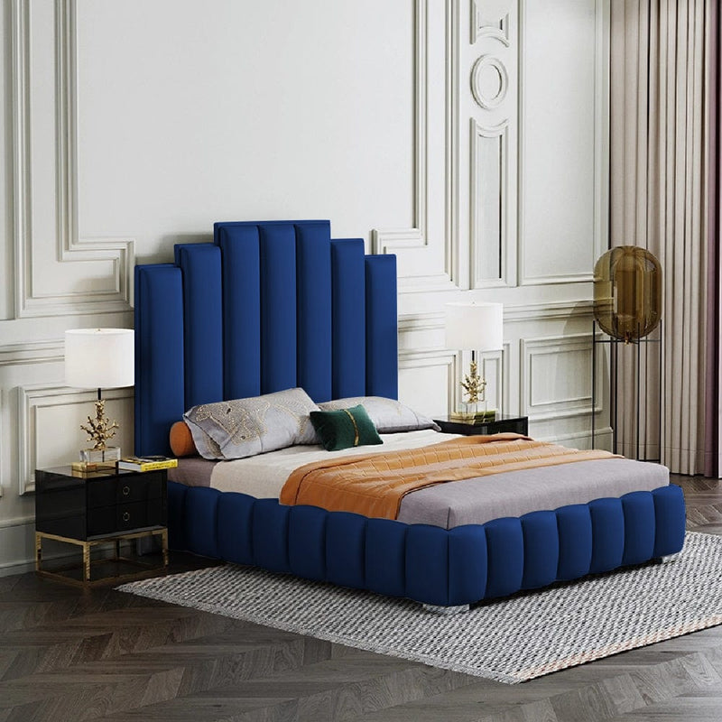 Envisage Fabric Bed Single 90cm 3ft / Blue Leisa Bed Frame Soft Plush Velvet - Choice Of Colours Bed Kings