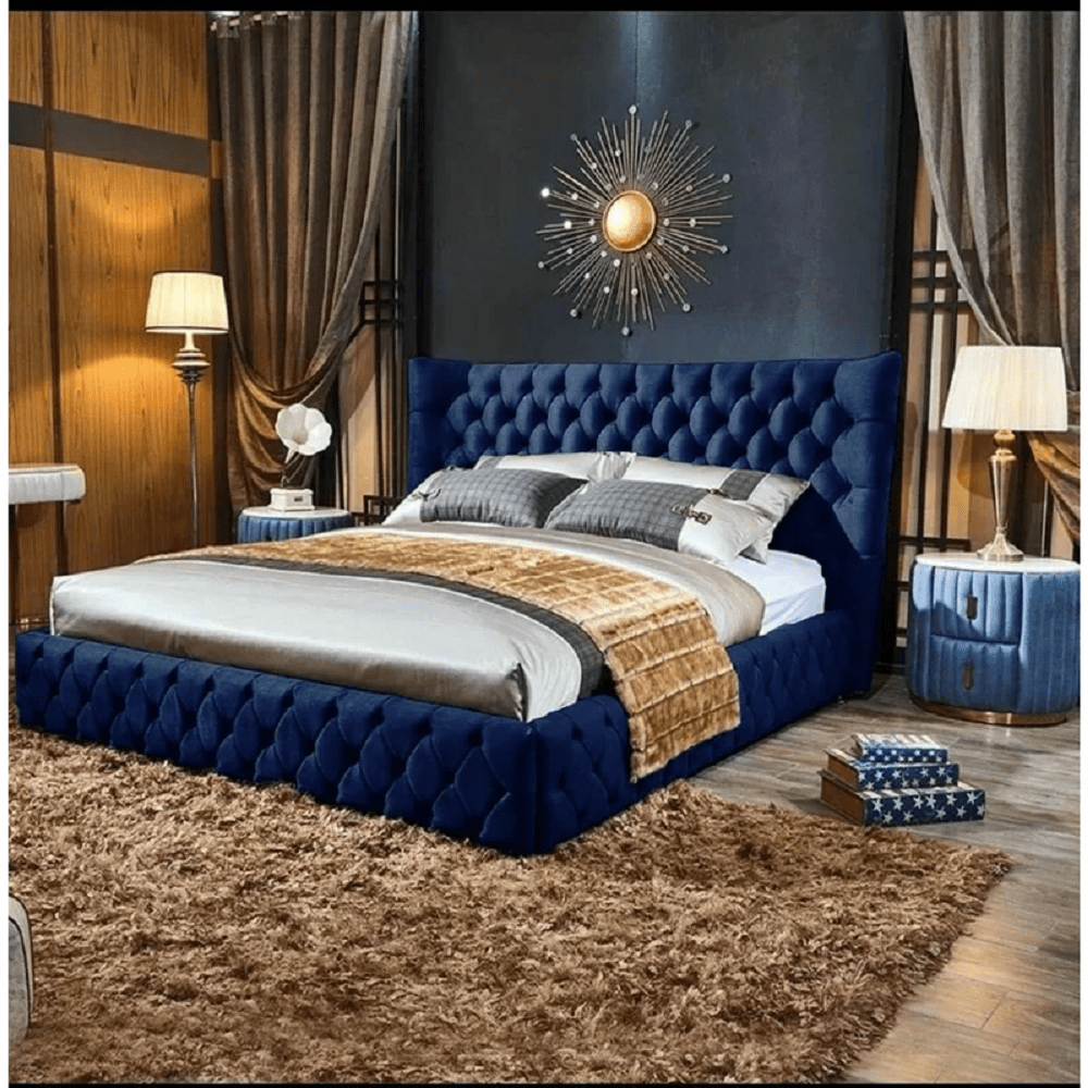 Royal blue upholstered bed hotsell