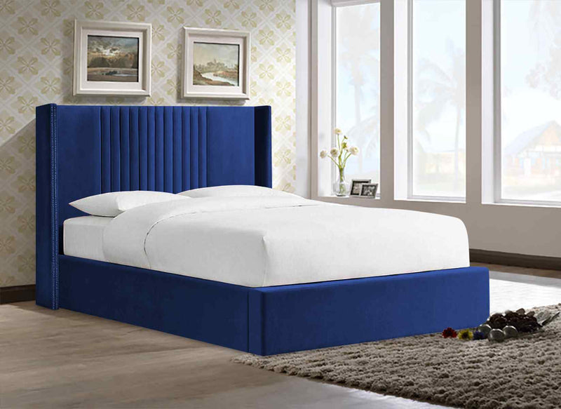Envisage Fabric Bed Single 90cm 3ft / Blue Timeo Bed Frame Soft Plush Velvet - Choice Of Colours - Envisage Bed Kings