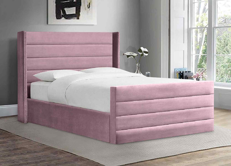 Envisage Fabric Bed Single 90cm 3ft / Pink Enzo Bed Frame Soft Plush Velvet - choice of colours envisage Bed Kings