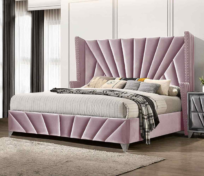 Envisage Fabric Bed Single 90cm 3ft / Pink Premiere Art Deco Inspired Bed Frame - Plush Velvet - Choice Of Colours Bed Kings
