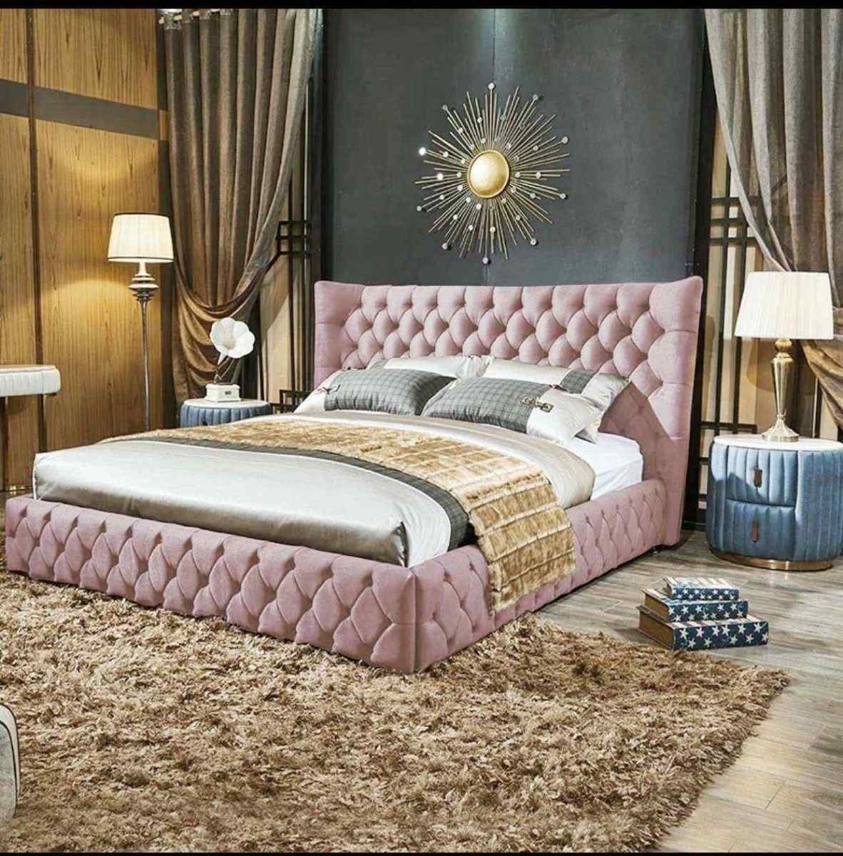 Envisage Fabric Bed Single 90cm 3ft / Pink Royale Bed Frame Soft Plush Velvet - Choice Of Colours Bed Kings