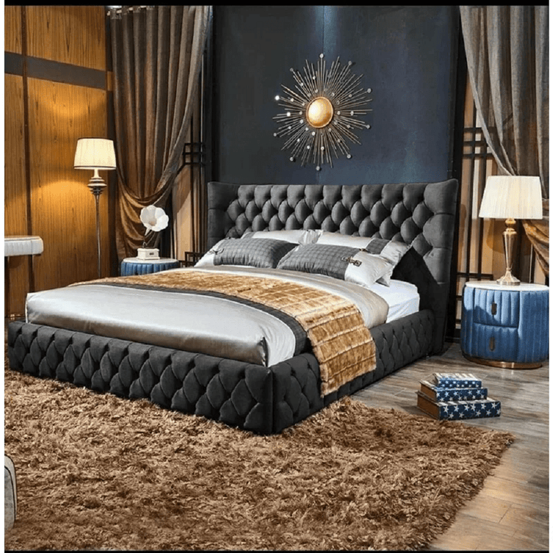 Envisage Fabric Bed Single 90cm 3ft / Steel Royale Bed Frame Soft Plush Velvet - Choice Of Colours Bed Kings