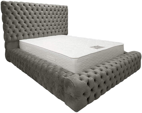 Envisage Fabric Bed Sultan Bed Frame Soft Plush Velvet - Grey Bed Kings
