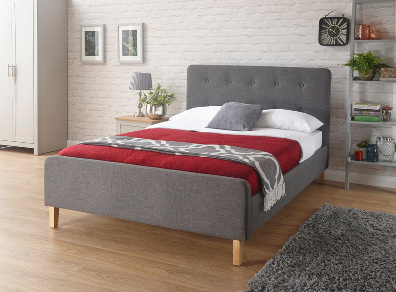 GFW Fabric Bed Ashbourne Fabric Upholstered Bed Grey Bed Kings