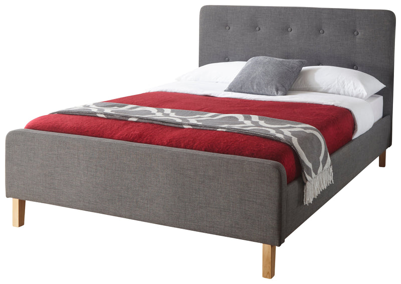 GFW Fabric Bed Double 135cm 4ft 6in Ashbourne Fabric Upholstered Bed Grey Bed Kings