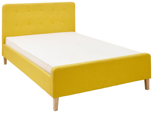 GFW Fabric Bed Double 135cm 4ft 6in Ashbourne Fabric Upholstered Bed Mustard Bed Kings