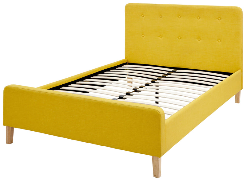 GFW Fabric Bed Double 135cm 4ft 6in Ashbourne Fabric Upholstered Bed Mustard Bed Kings