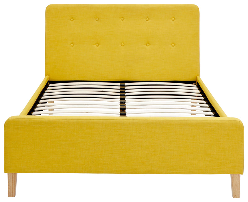GFW Fabric Bed Double 135cm 4ft 6in Ashbourne Fabric Upholstered Bed Mustard Bed Kings