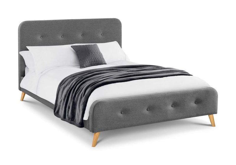 Julian Bowen Fabric Bed Astrid Curved Retro Buttoned Bed - Astrid  - Grey Bed Kings