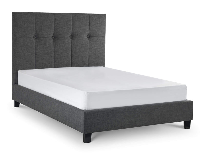 Julian Bowen Fabric Bed King 150cm 5ft Sorrento High Headboard Fabric Bed - Slate Linen Bed Kings