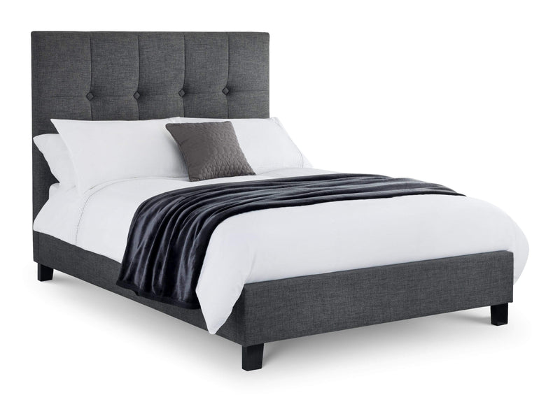 Julian Bowen Fabric Bed King 150cm 5ft Sorrento High Headboard Fabric Bed - Slate Linen Bed Kings