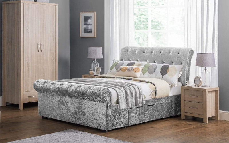 Julian Bowen Fabric Bed Verona 2 Drawer Storage Bed Silver Crush - Verona - Silver Crush Bed Kings