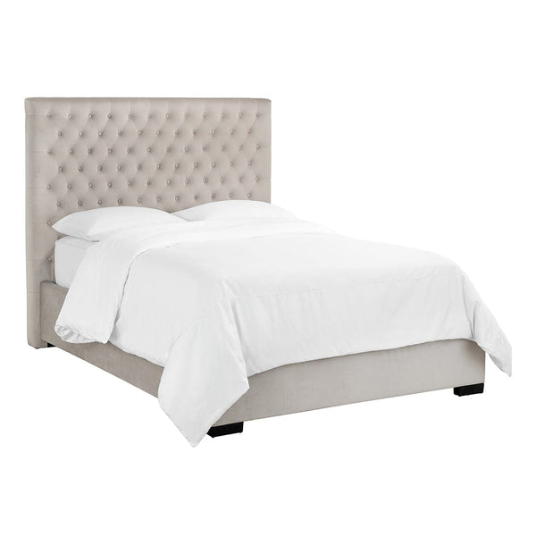 LPD Fabric Bed Cavendish Tall Headboard Bed In Beige Bed Kings