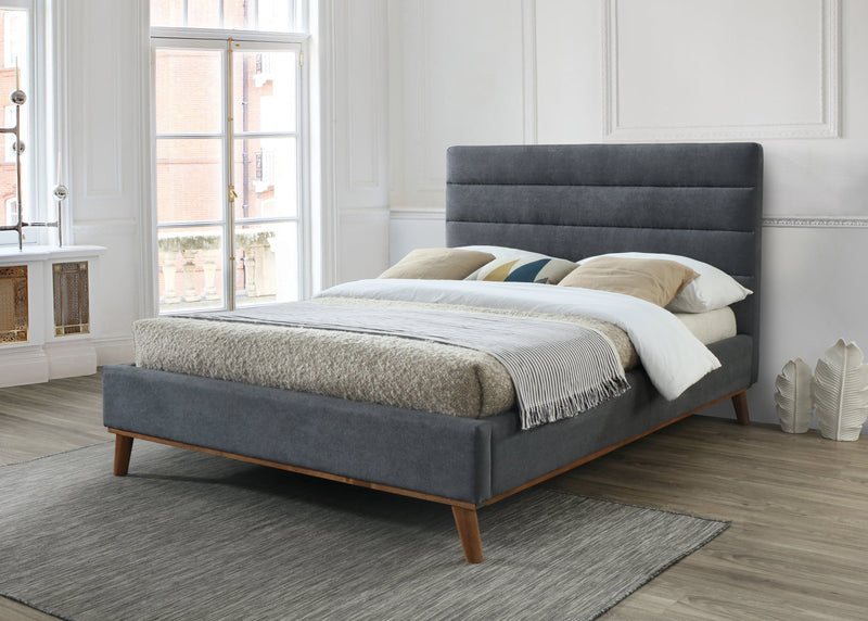 Time Living Fabric Bed Mayfair Bed Frame - Dark Grey Bed Kings