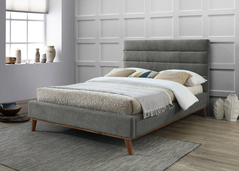 Time Living Fabric Bed Mayfair Bed Frame - Light Grey Bed Kings