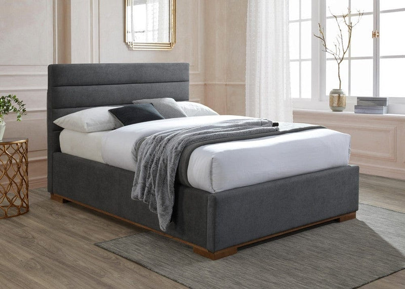 Time Living Fabric Bed Mayfair Ottoman Storage Bed Frame - Dark Grey Bed Kings