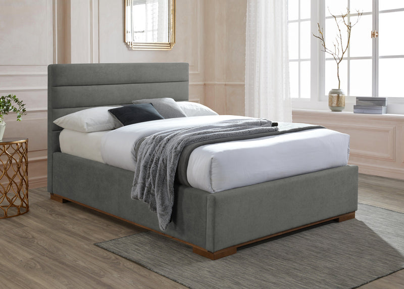 Time Living Fabric Bed Mayfair Ottoman Storage Bed Frame - Light Grey Bed Kings