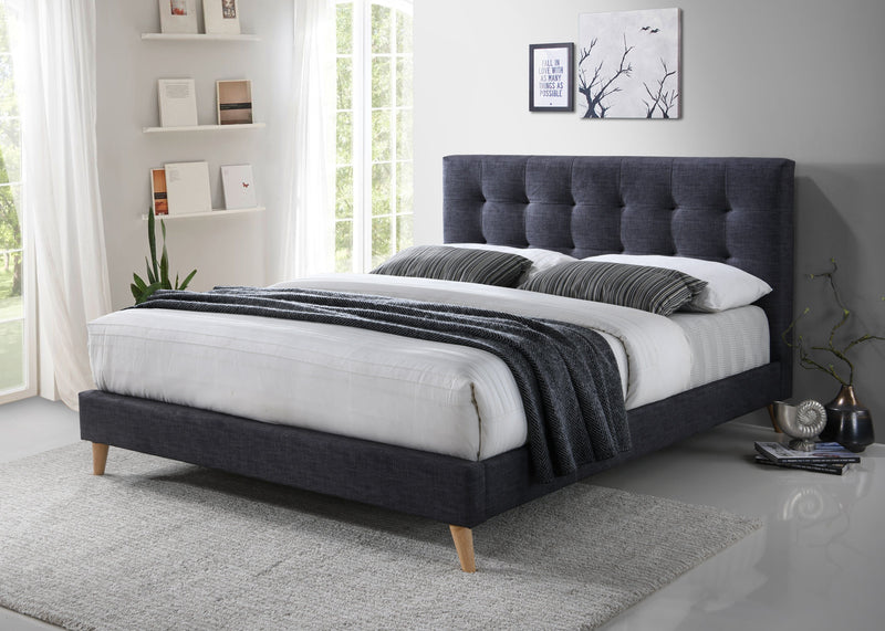 Time Living Fabric Bed Novaro Bed Frame - Dark Grey Bed Kings