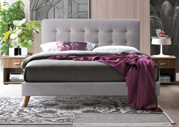 Time Living Fabric Bed Novaro Bed Frame - Light Grey Bed Kings