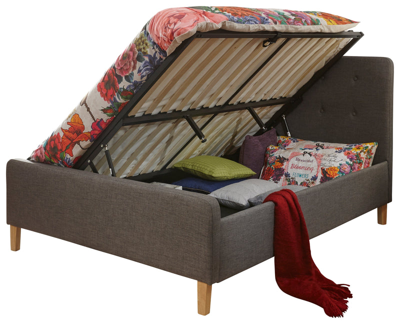 GFW Fabric Storage Bed Ashbourne Ottoman Bed Dark Grey Bed Kings
