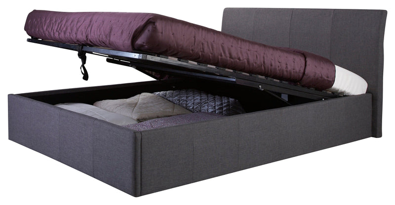GFW Fabric Storage Bed Double 135cm 4ft 6in Ascot Ottoman Bed Grey Fabric Bed Kings