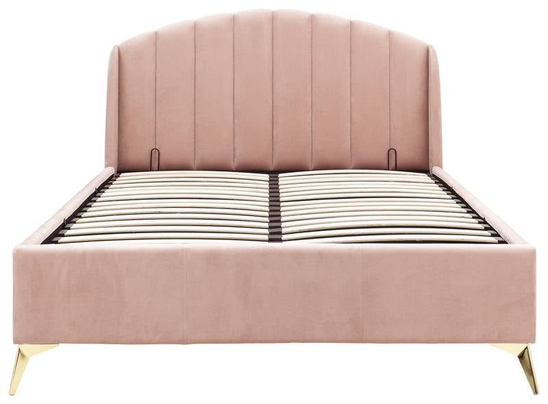 GFW Fabric Storage Bed Pettine End Lift Ottoman Bed - Pink & Gold Bed Kings