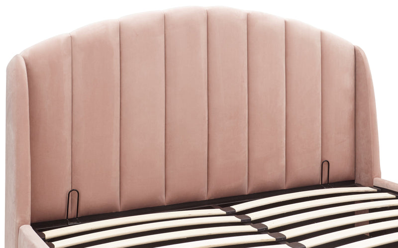 GFW Fabric Storage Bed Pettine End Lift Ottoman Bed - Pink & Gold Bed Kings