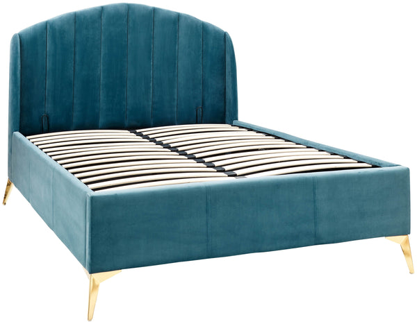 GFW Fabric Storage Bed Pettine End Lift Ottoman Bed Teal Bed Kings