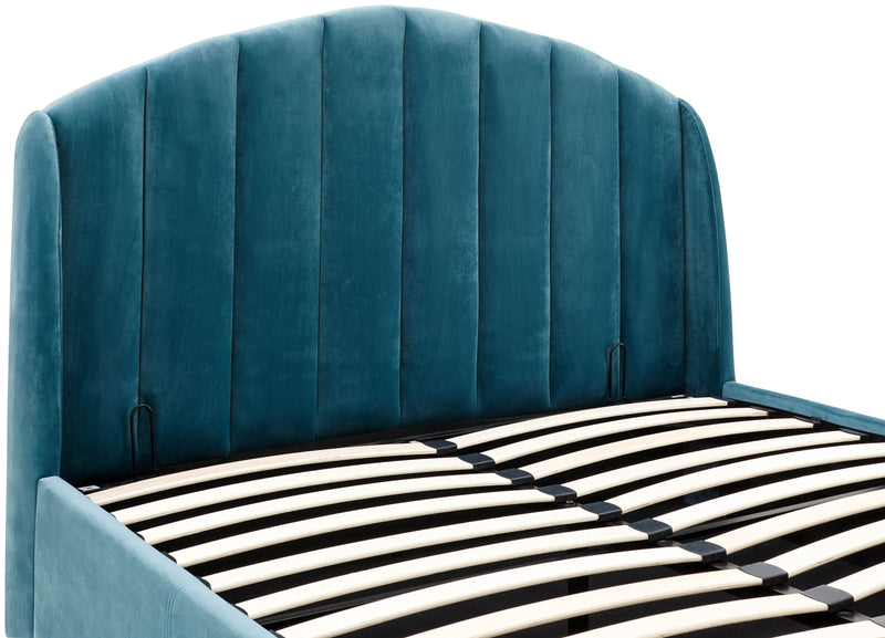 GFW Fabric Storage Bed Pettine End Lift Ottoman Bed Teal Bed Kings