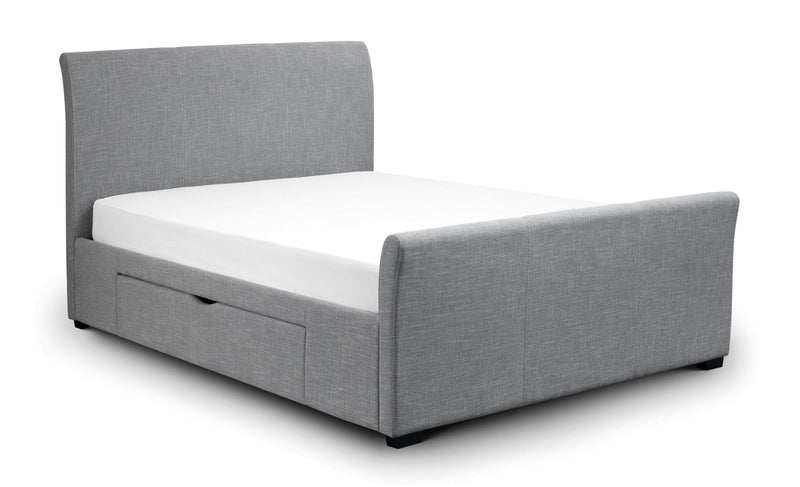Julian Bowen Fabric Storage Bed Capri Fabric Bed With Drawers - Light Grey Bed Kings