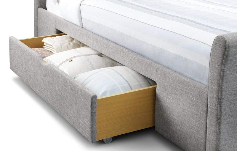 Julian Bowen Fabric Storage Bed Capri Fabric Bed With Drawers - Light Grey Bed Kings