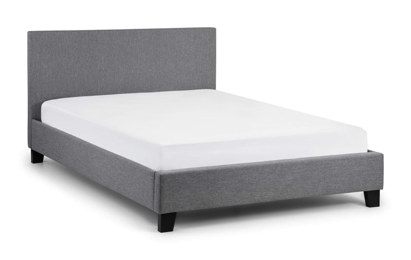 Julian Bowen Fabric Storage Bed King 150cm 5ft Rialto Lift-Up Storage Bed In Linen Fabric - Light Grey Bed Kings