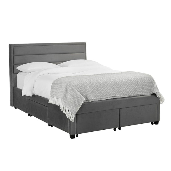 LPD Fabric Storage Bed Greenwich Grey Velvet Bed Frame Bed Kings