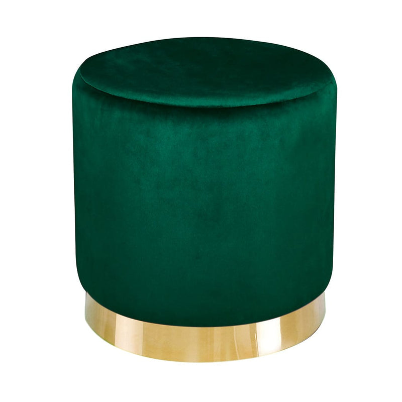 LPD Footstool Lara Pouffe Forest Green Velvet (Pack of 1) Bed Kings