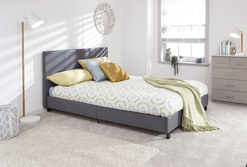 GFW Leather Bed Bed In A Box Grey Bed Kings