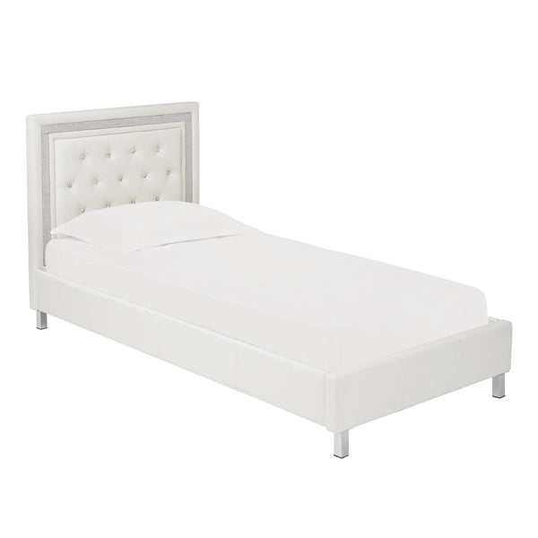 LPD Leather Bed Crystalle White Bed Frame Bed Kings