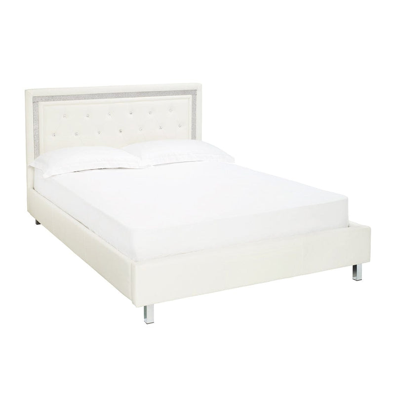 LPD Leather Bed Crystalle White Bed Frame Bed Kings