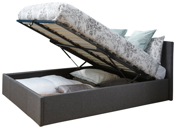 GFW Leather Storage Bed End Lift Ottoman Bed Grey Bed Kings