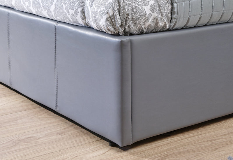 GFW Leather Storage Bed End Lift Ottoman Bed Grey Pu Bed Kings